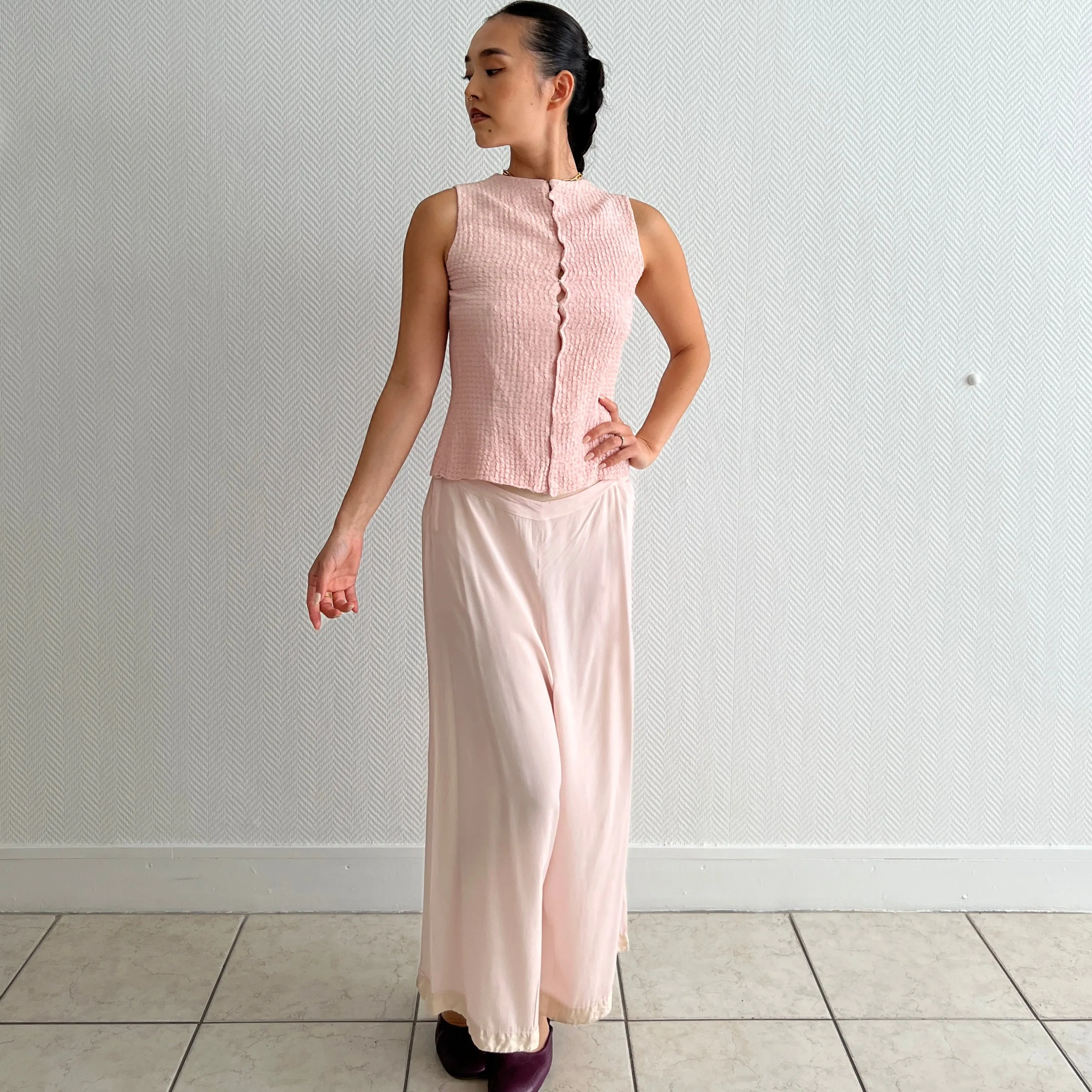 Vintage 1930s blush silk palazzo pants