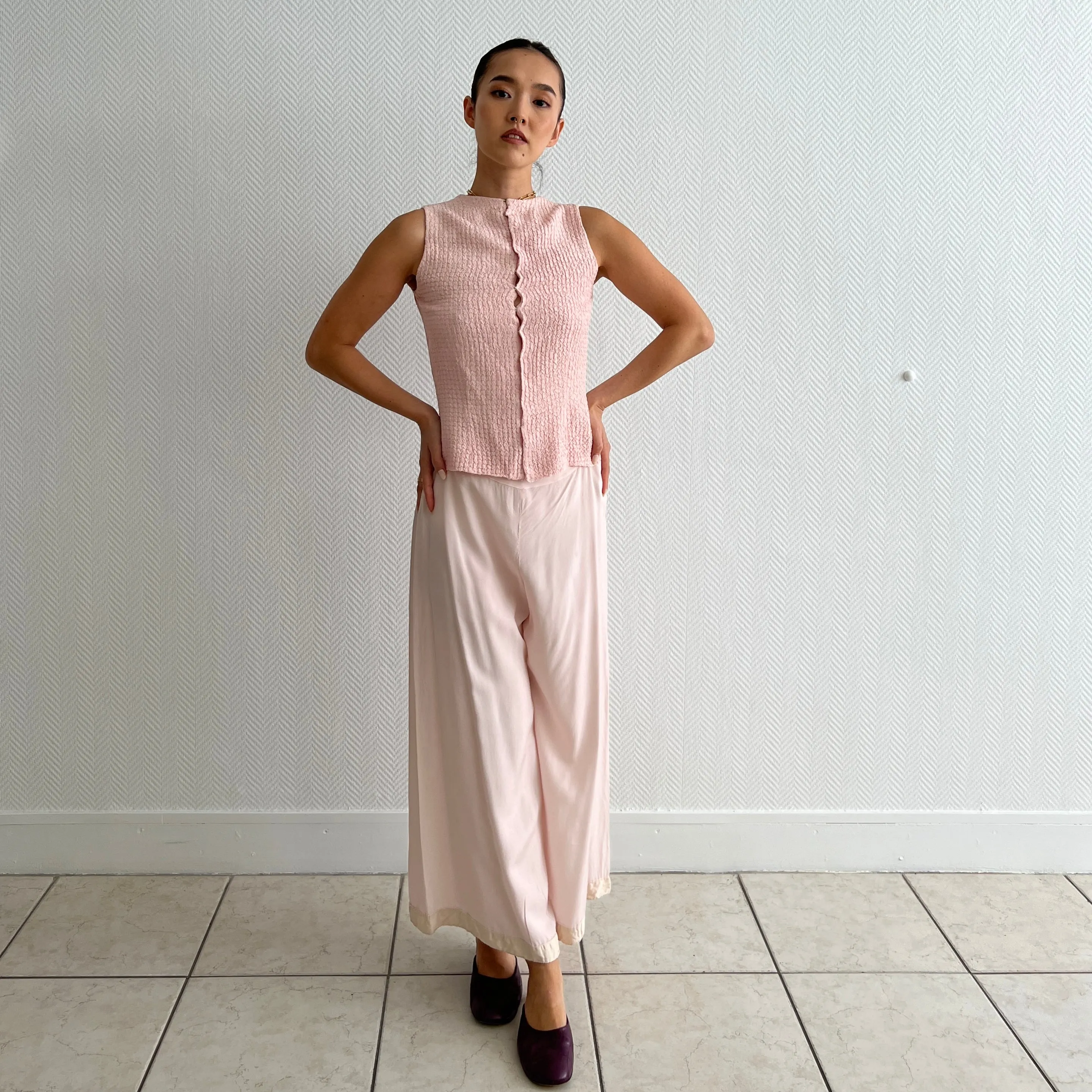 Vintage 1930s blush silk palazzo pants