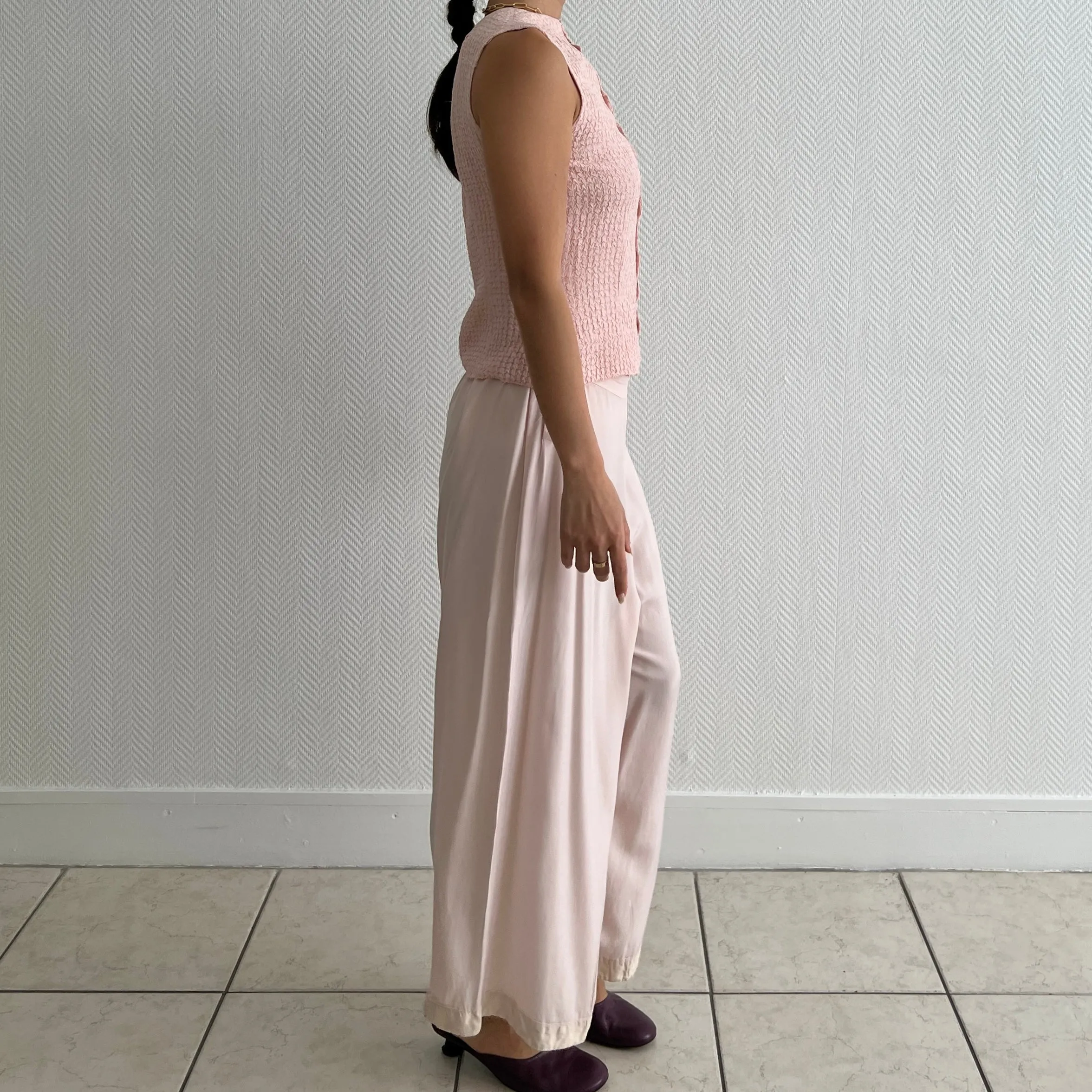 Vintage 1930s blush silk palazzo pants