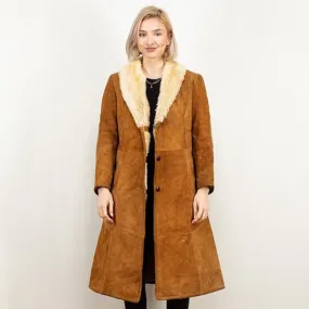 Women Sheepskin Shearling Coat in Brown