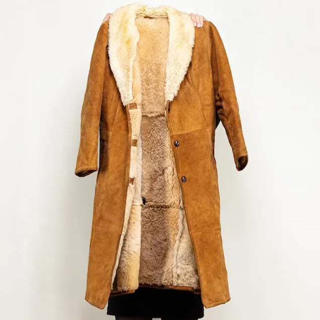 Women Sheepskin Shearling Coat in Brown