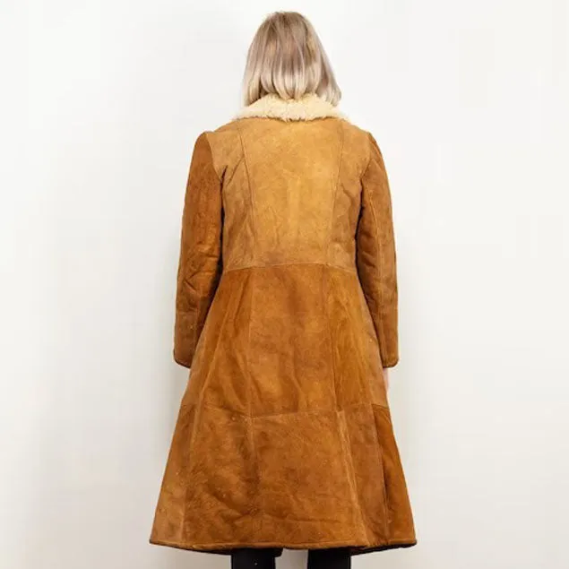 Women Sheepskin Shearling Coat in Brown