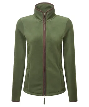 Womens artisan fleece jacket | Moss Green/Brown