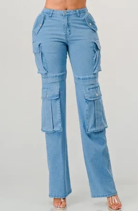 Women's Denim Cargo Pants - DAIDP1143