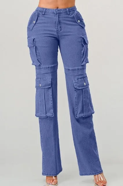 Women's Denim Cargo Pants - DAIDP1143