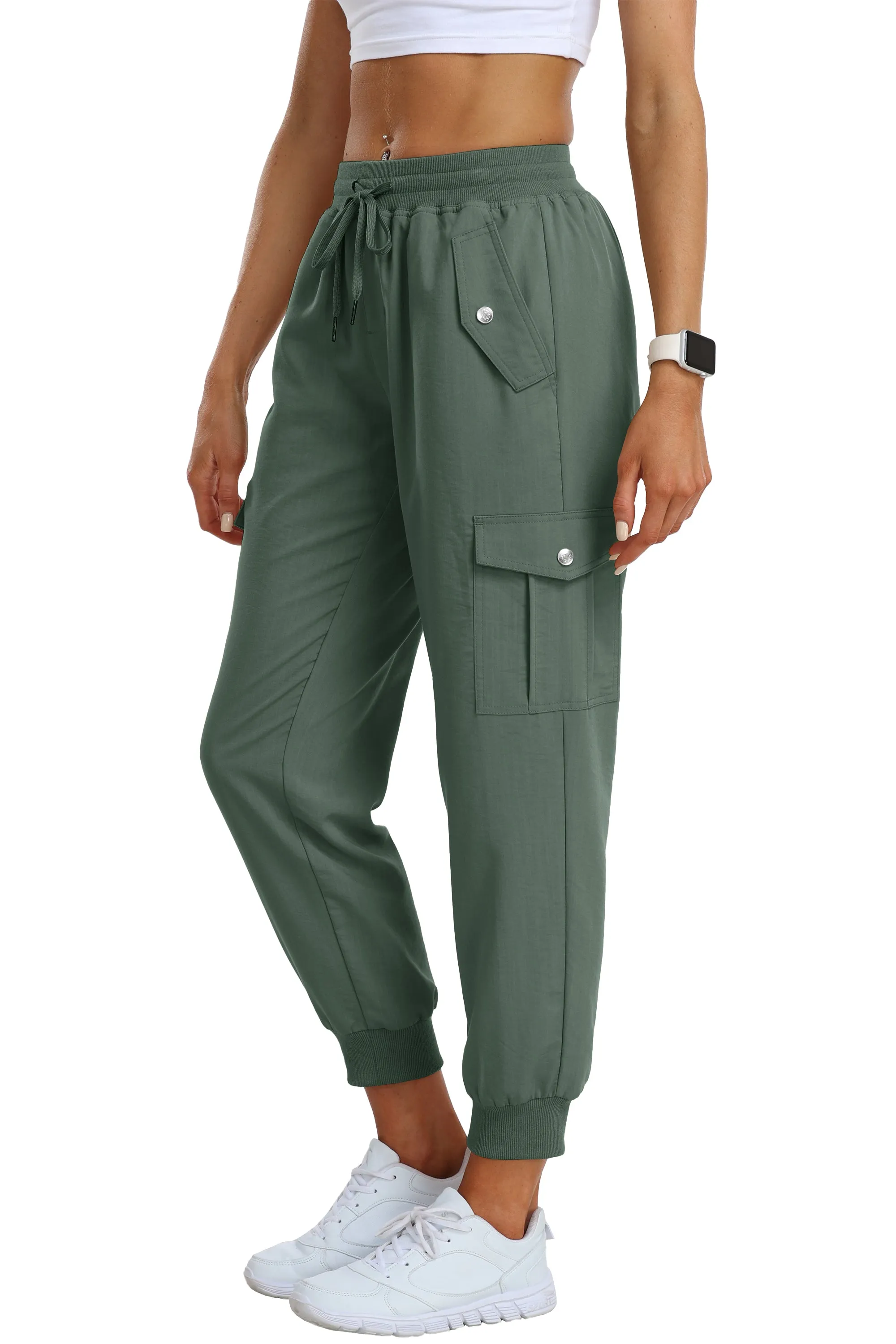 Women's outdoor lightweight joggers stretch waisted hiking pants