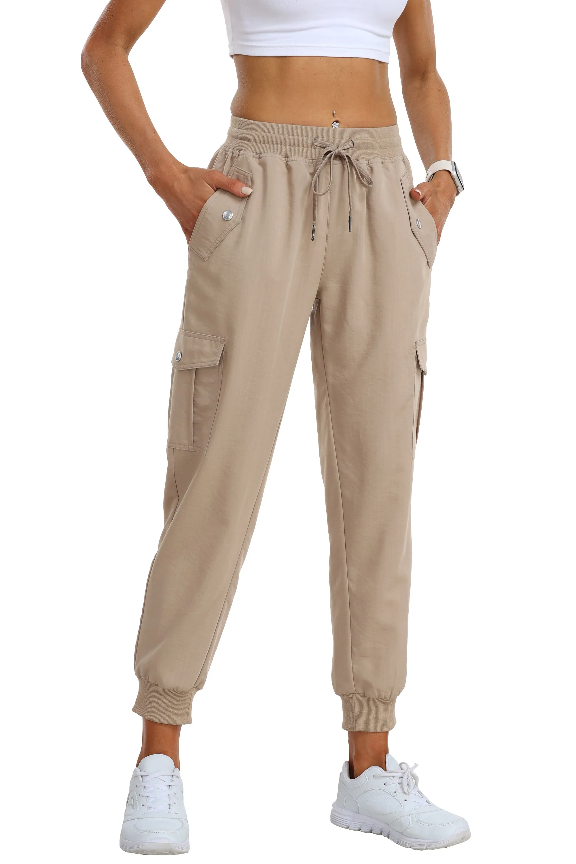 Women's outdoor lightweight joggers stretch waisted hiking pants