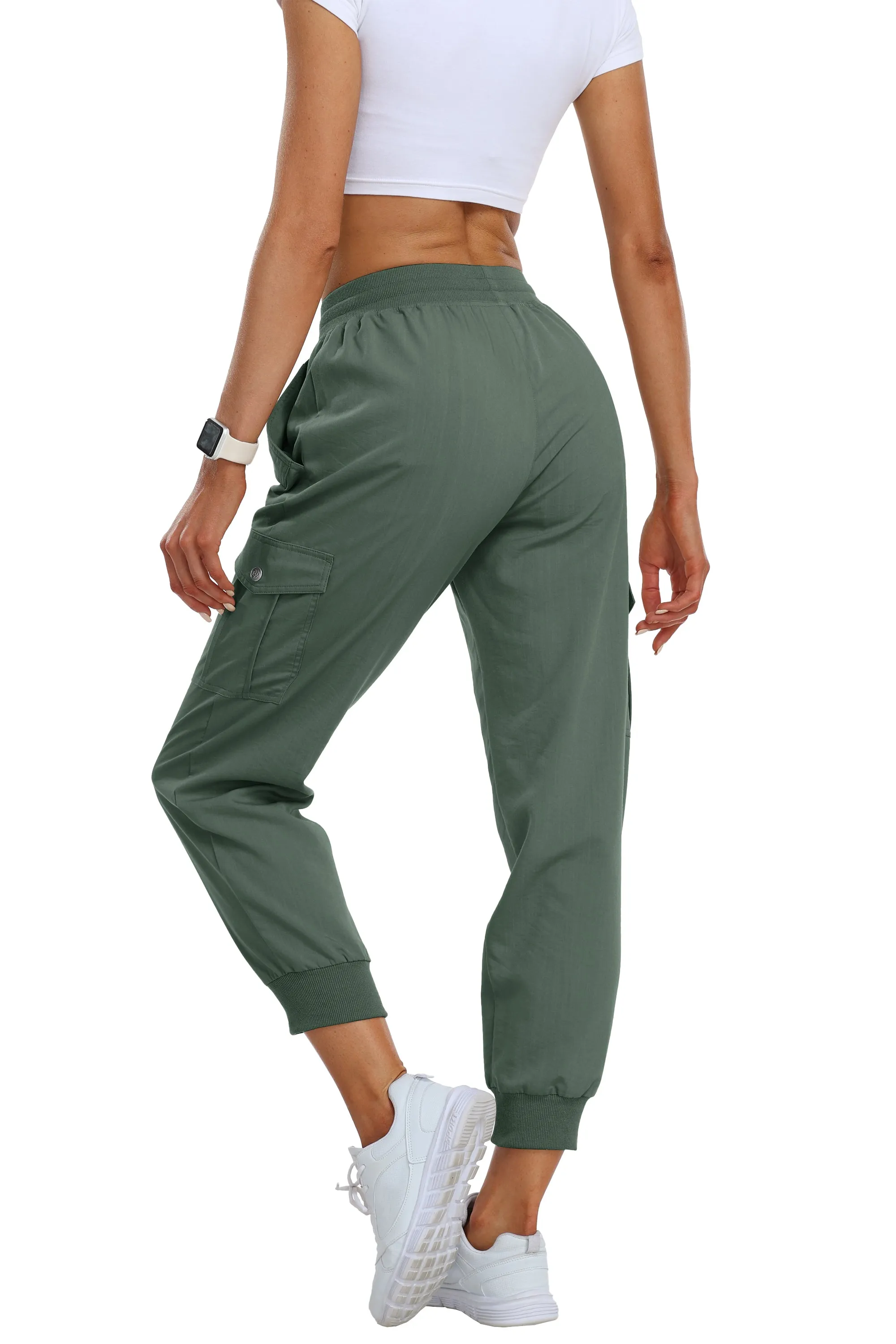 Women's outdoor lightweight joggers stretch waisted hiking pants