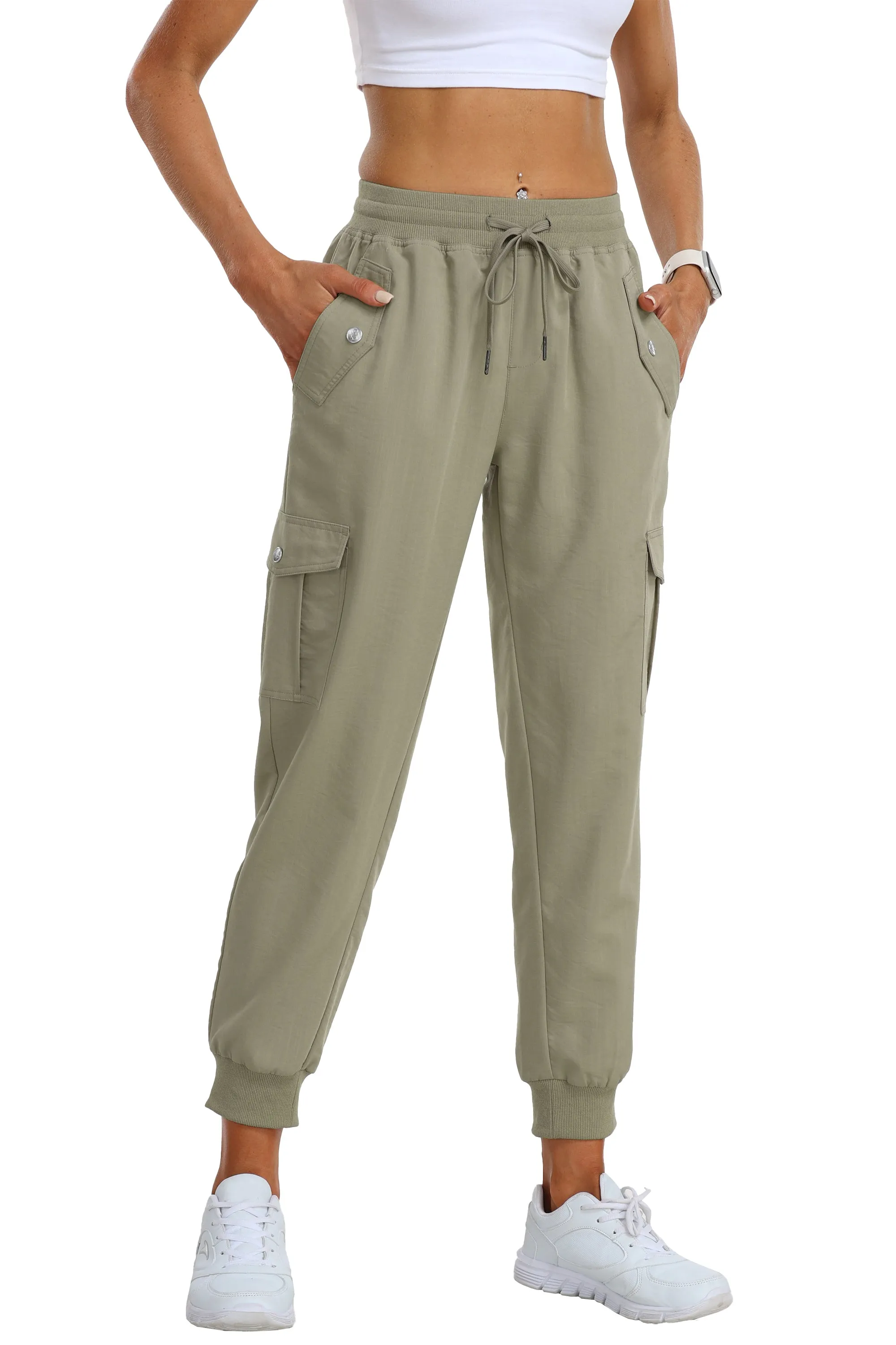 Women's outdoor lightweight joggers stretch waisted hiking pants