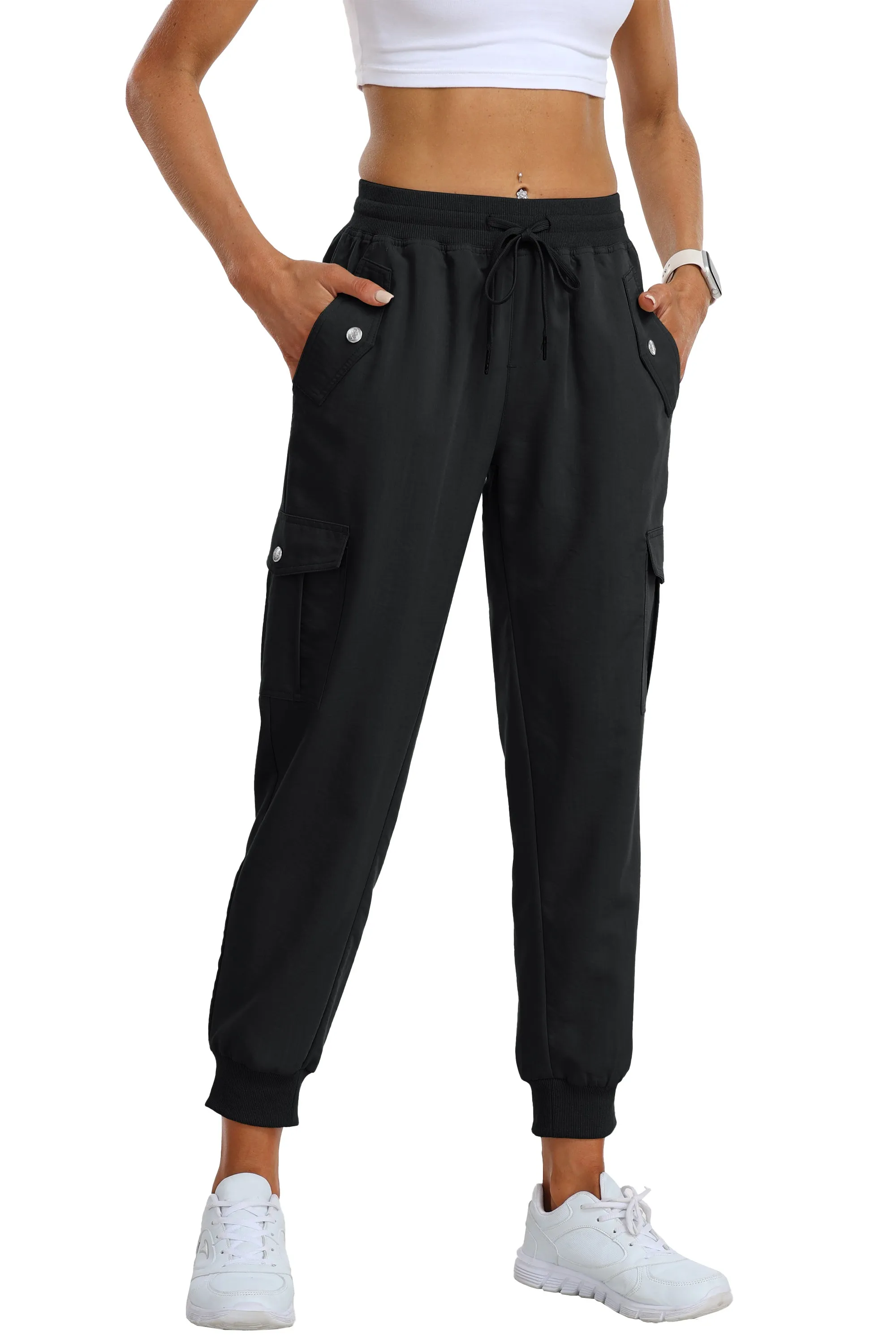 Women's outdoor lightweight joggers stretch waisted hiking pants