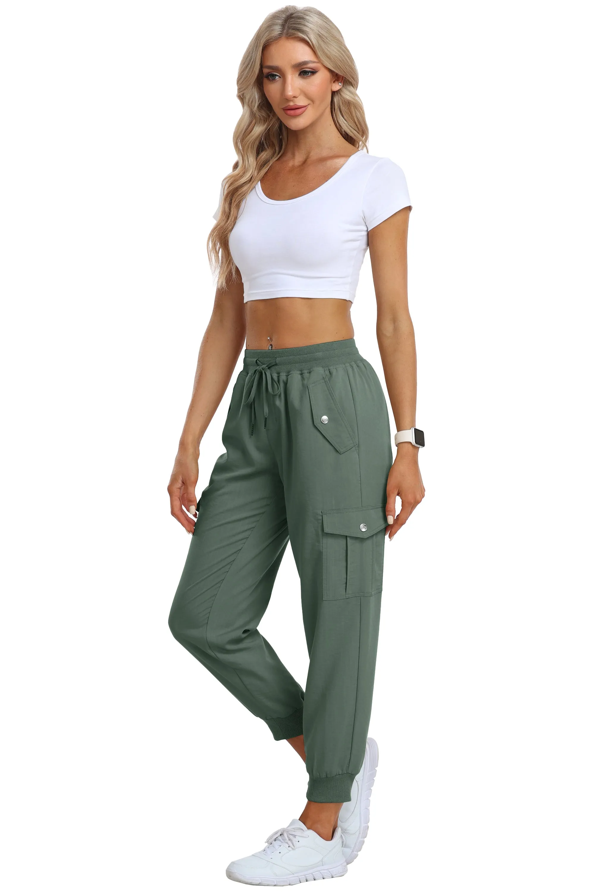 Women's outdoor lightweight joggers stretch waisted hiking pants