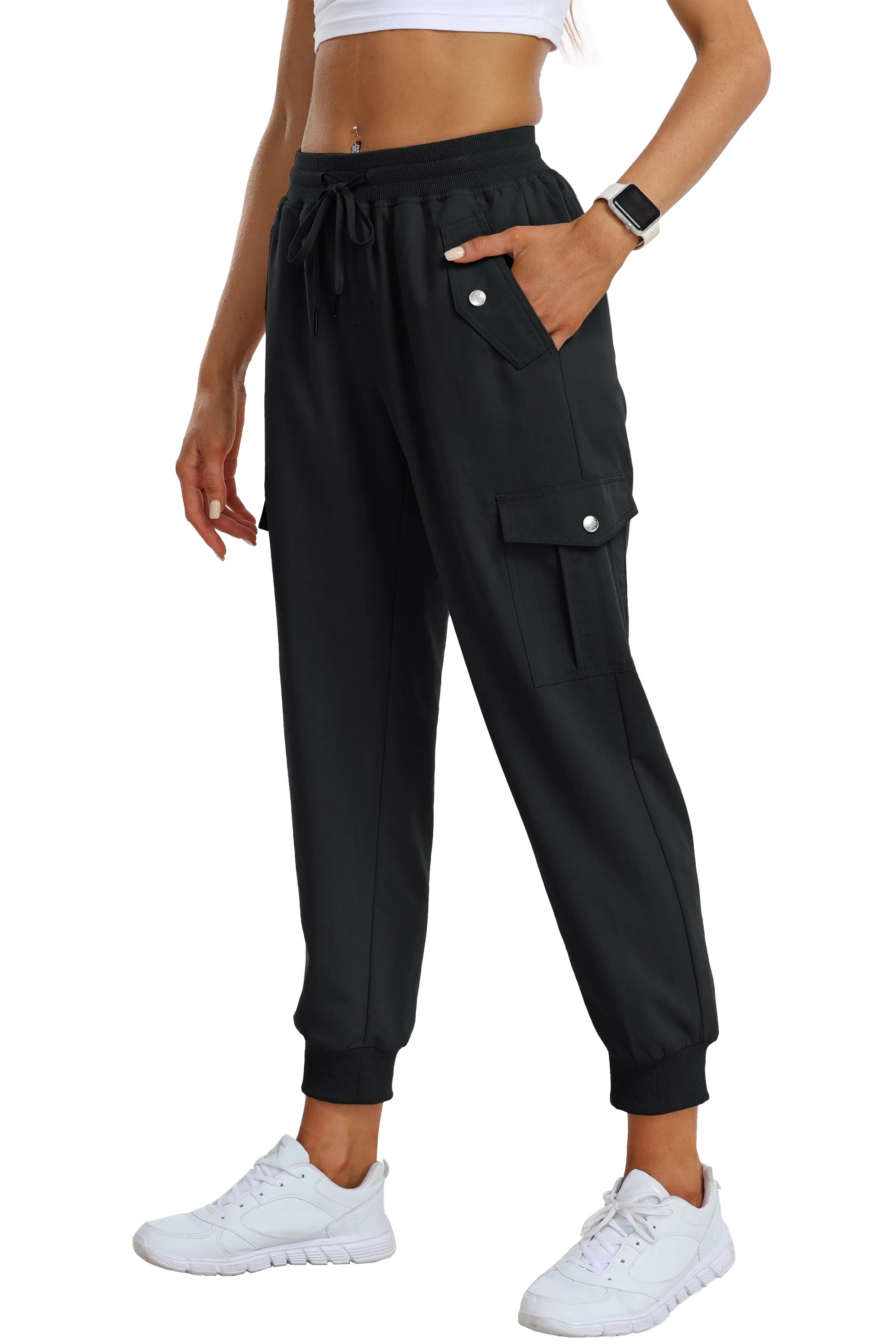 Women's outdoor lightweight joggers stretch waisted hiking pants