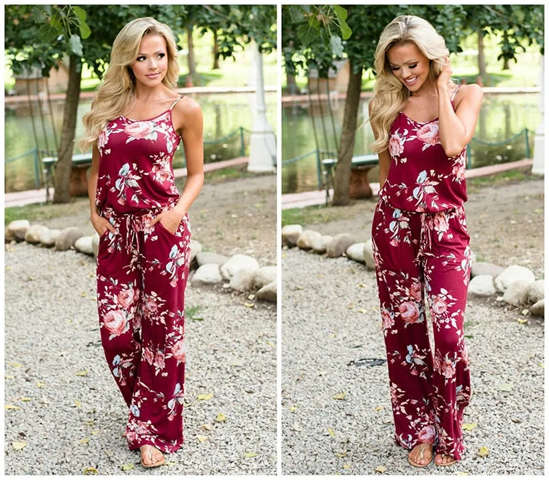 Wontive 2019 women Super Comfy Floral Jumpsuit