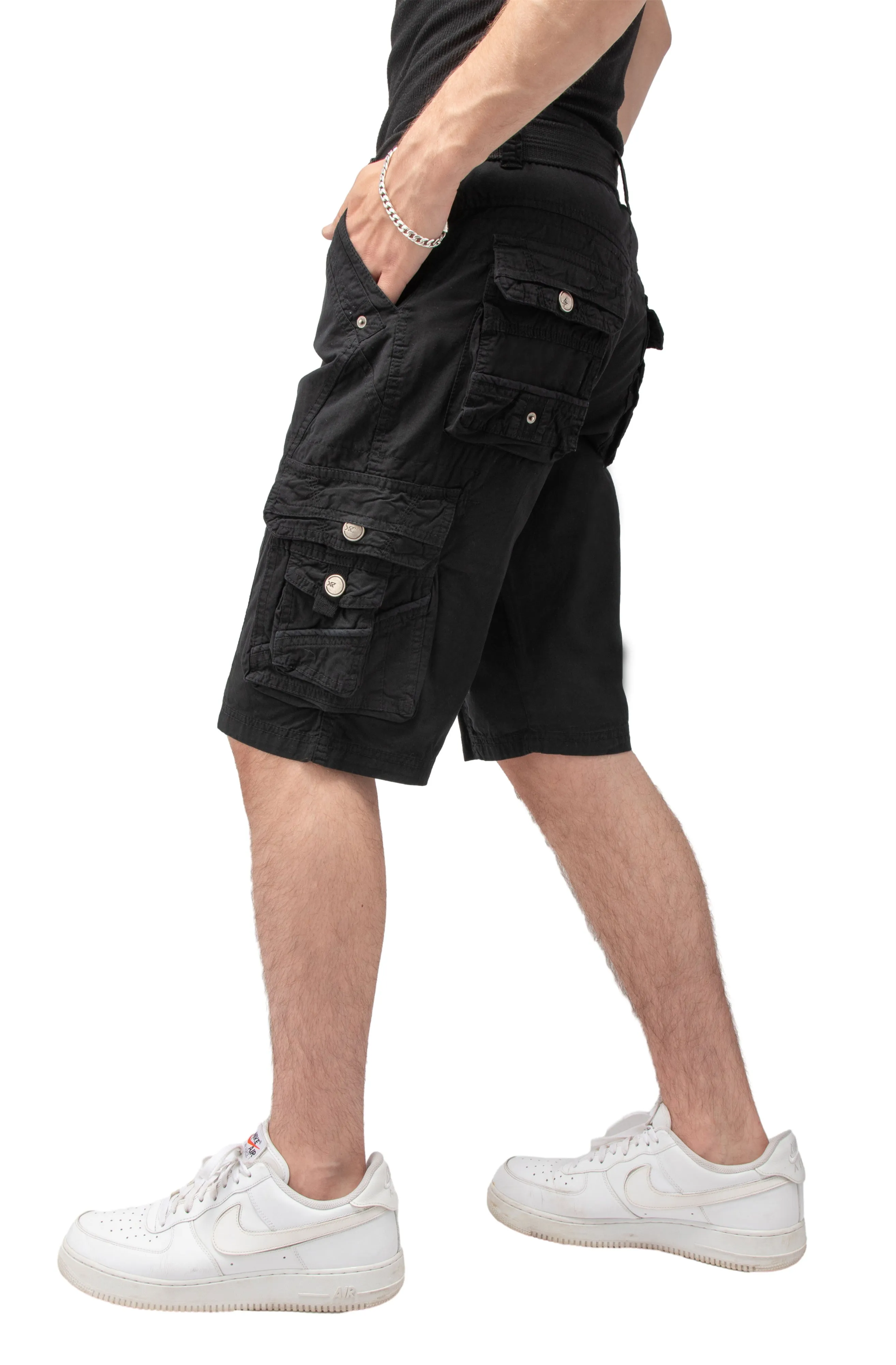 X RAY Men's Belted Cargo Shorts With Snap Detail