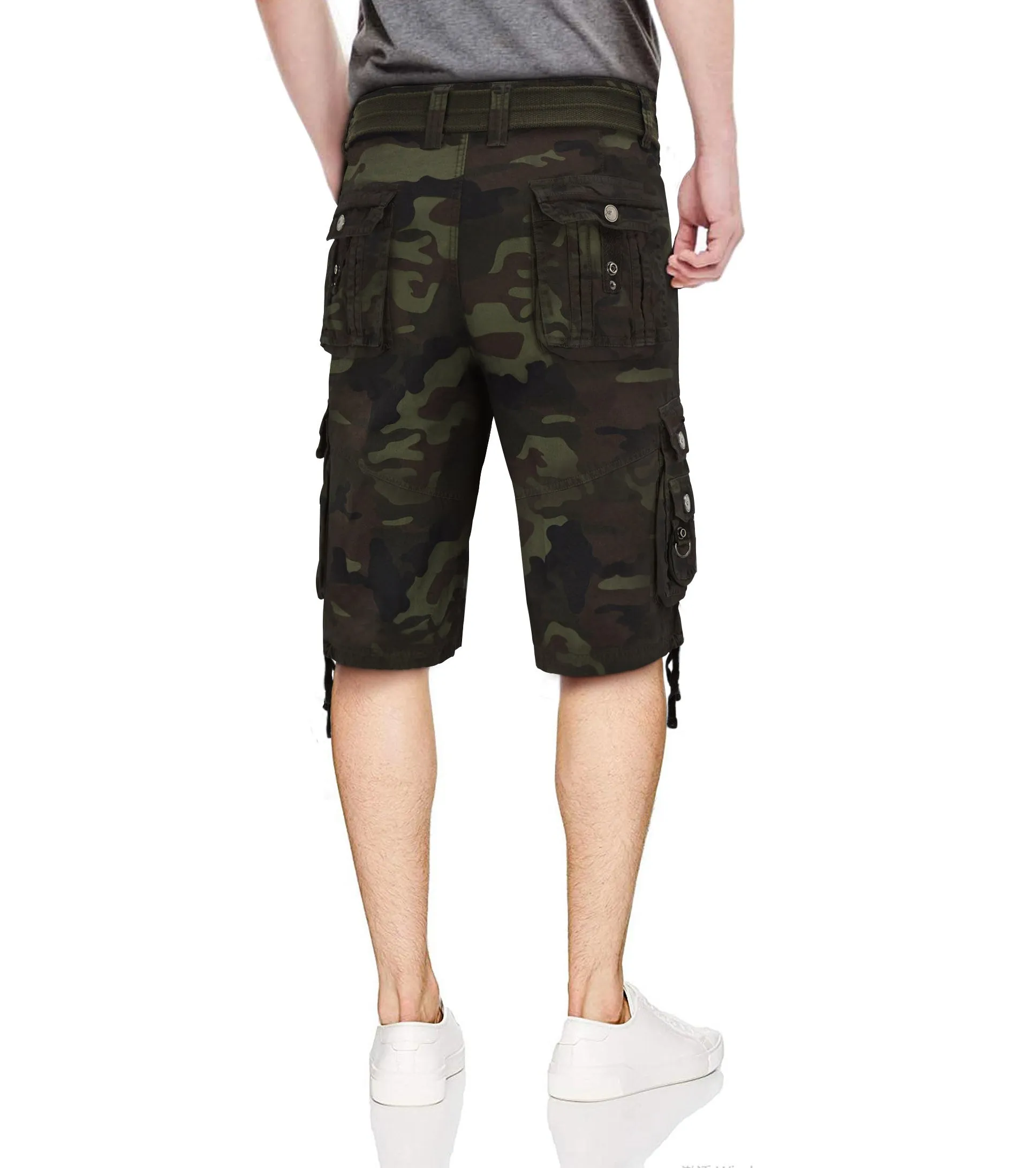 X RAY Men's Belted Cargo Shorts With Zipper Detail