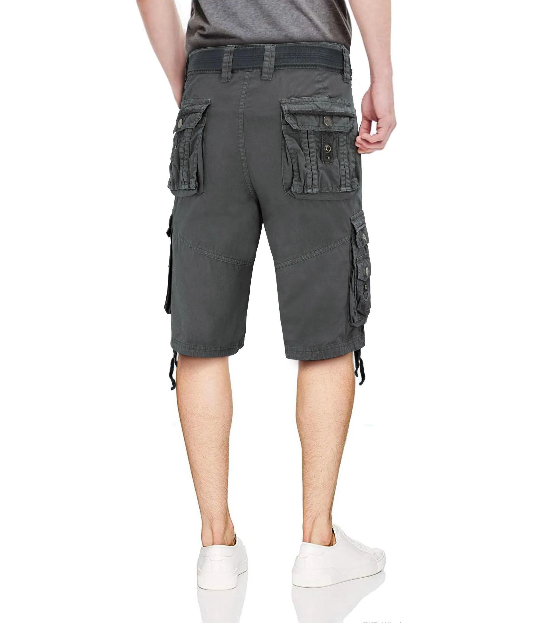 X RAY Men's Belted Cargo Shorts With Zipper Detail