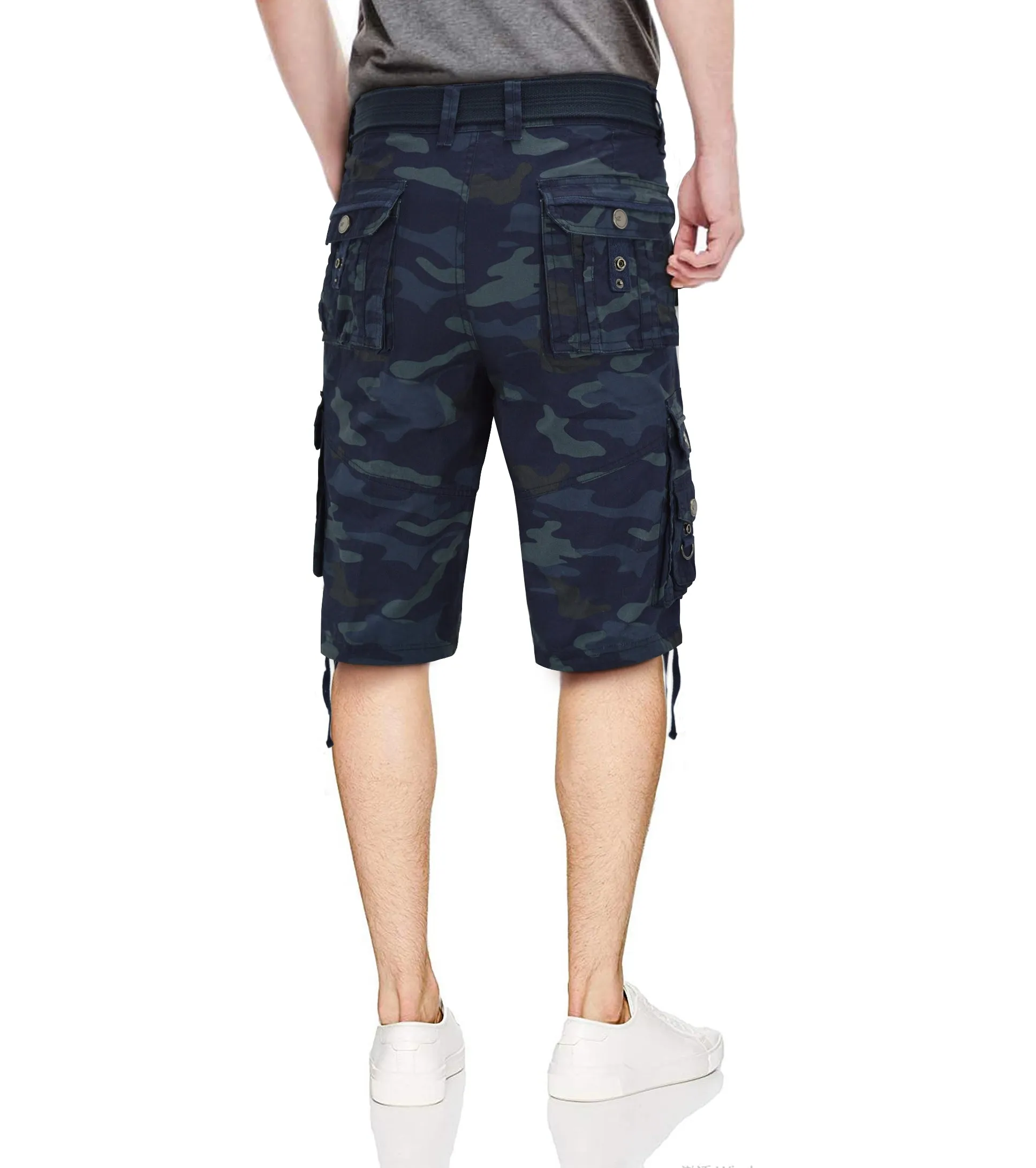 X RAY Men's Belted Cargo Shorts With Zipper Detail