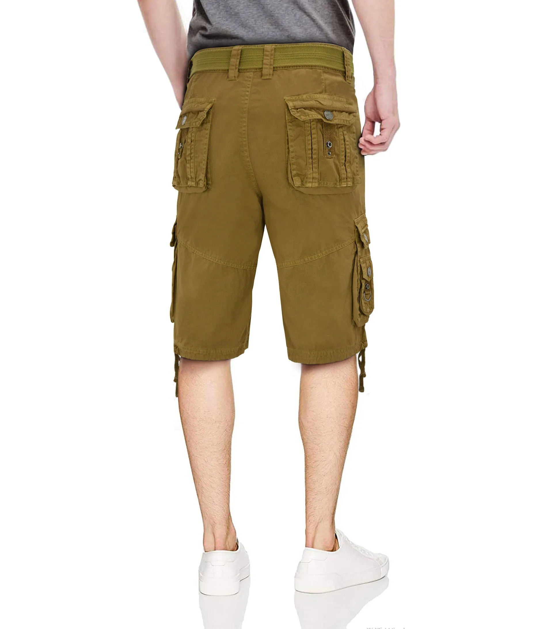 X RAY Men's Belted Cargo Shorts With Zipper Detail