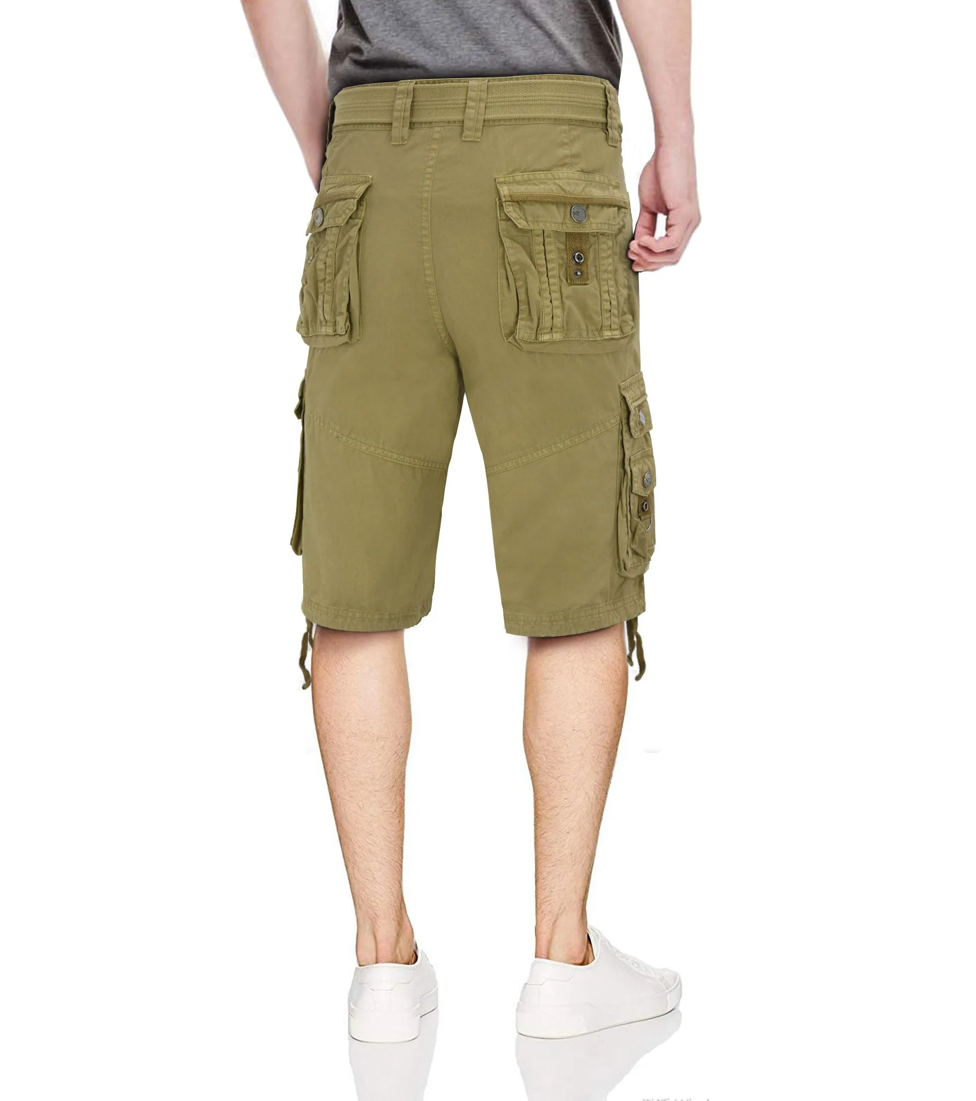 X RAY Men's Belted Cargo Shorts With Zipper Detail