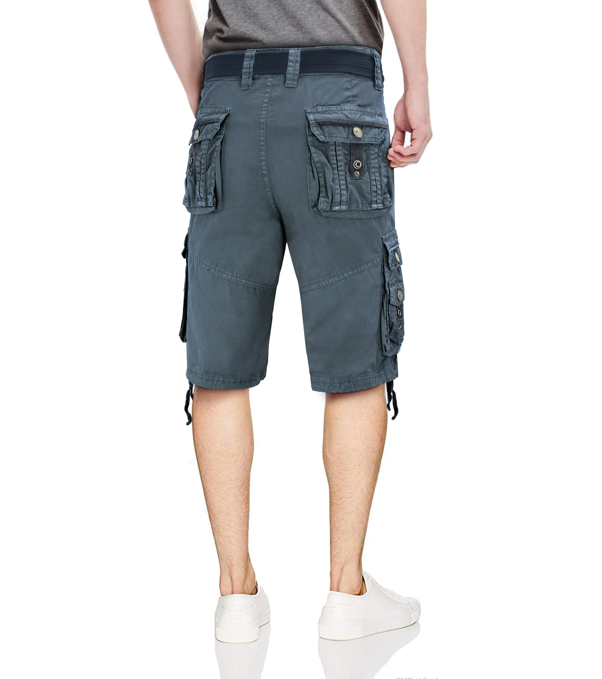 X RAY Men's Belted Cargo Shorts With Zipper Detail