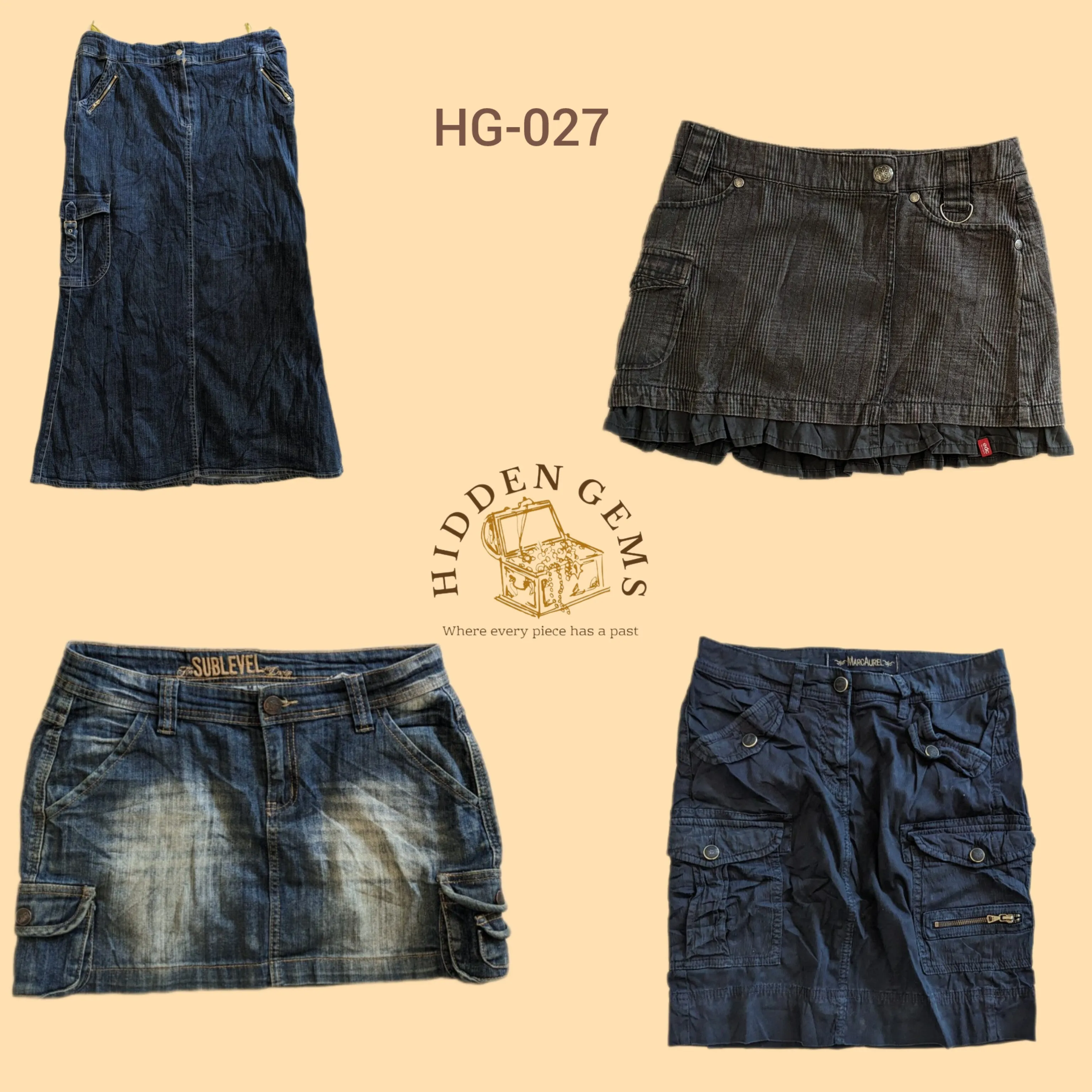 Y2k mixed cargo denim skirts (HG-027)