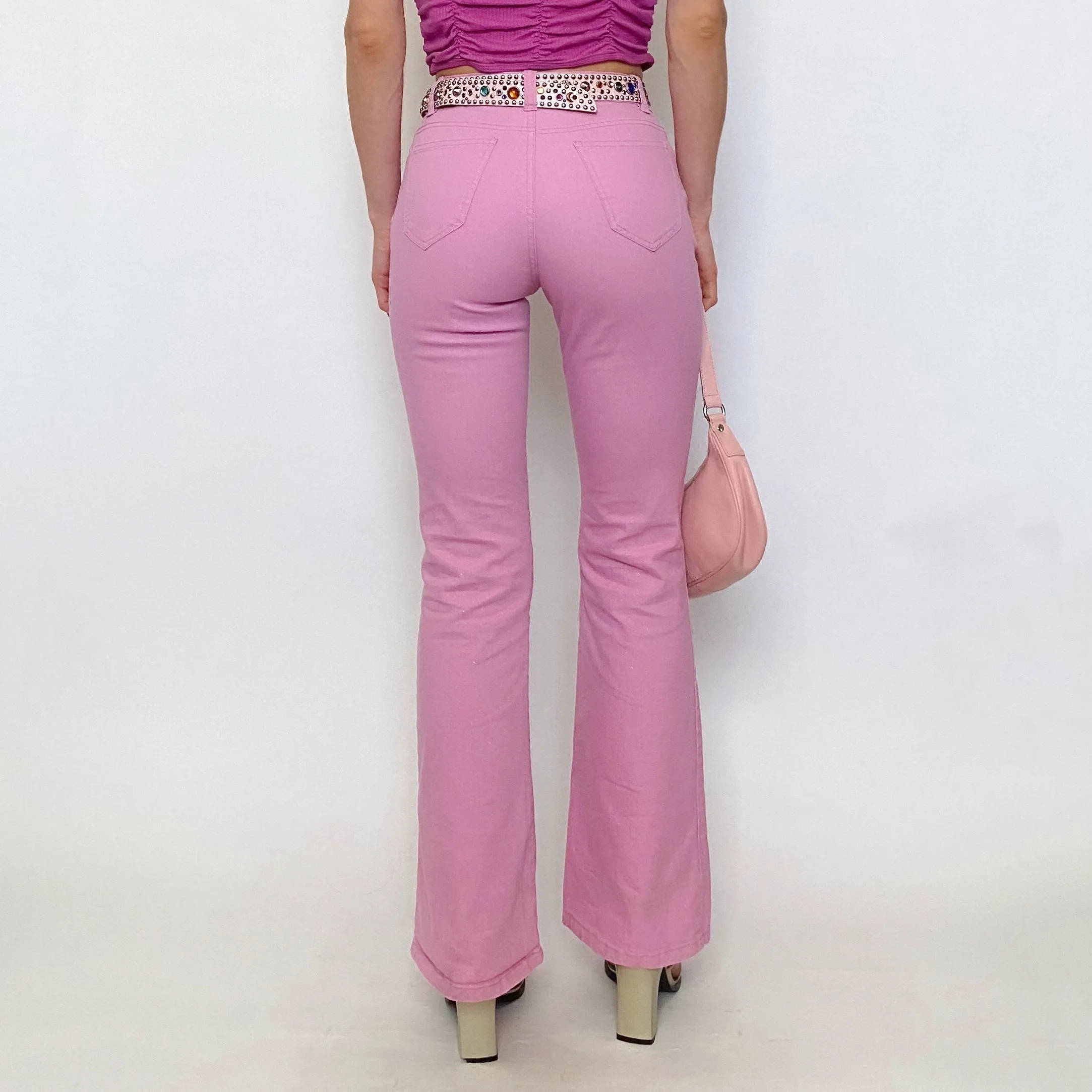 y2k pink glitter jeans - xxs